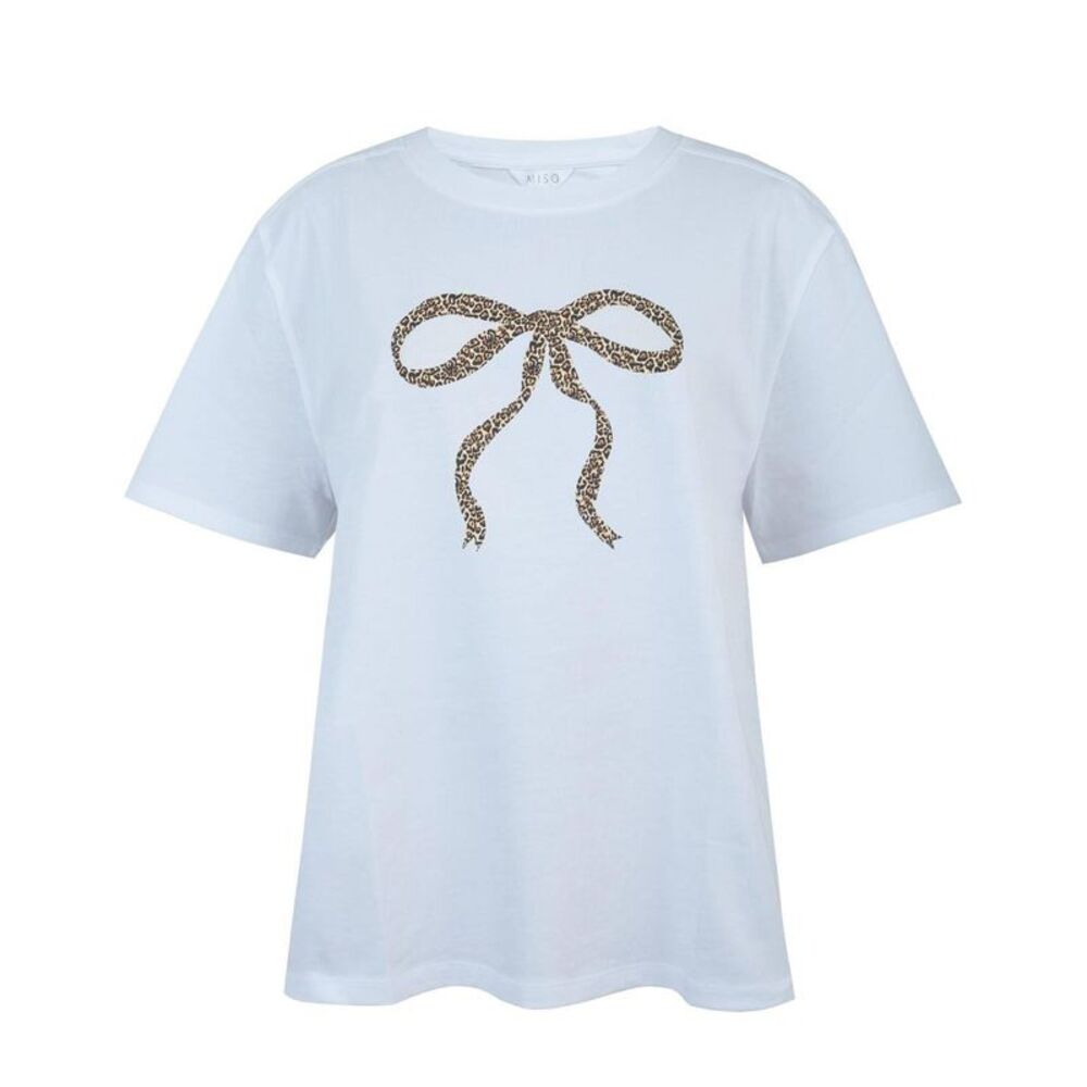 Miso Womens/Ladies Bow Oversized T-Shirt / Sky Blue